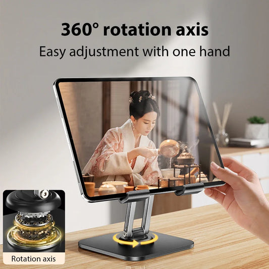 Tablet Holder Carbon Steel Stand with 360° Rotation Adjustable Stand For iPad Pro Air Mini Mobile Phone Desk Bracket 4-15 Inch