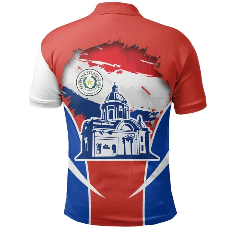 Paraguay Flag Map 3D Print Polo Shirts Daily Casual Sports Jersey POLO Shirt Female Clothing Oversized Short Sleeve Tees Tops