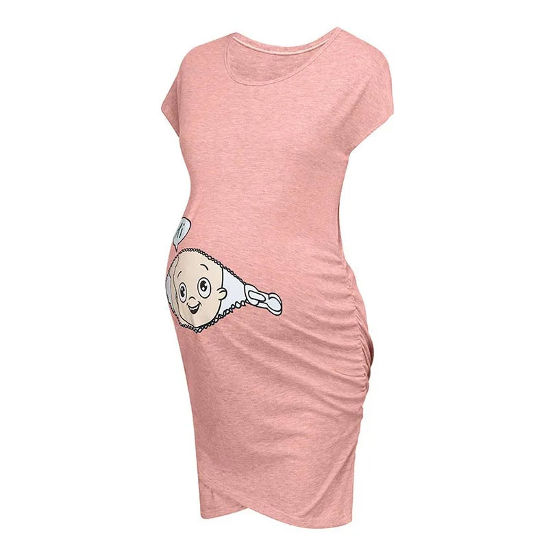 Maternity Cartoon Letter Print Pregnant Woman Dress Sleeveless O-neck Pregnancy Maternity Dress Nusring Maternity Casual Clothes