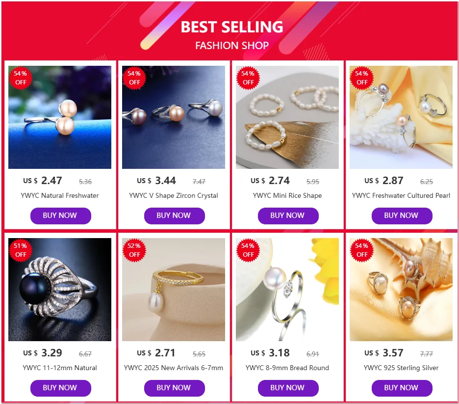 YWYC 8-9mm Natural Freshwater Pearl Rings for Women 925 Sterling Silver Crystal Zircon Adjustable Rings Jewlery Gift Wholesale