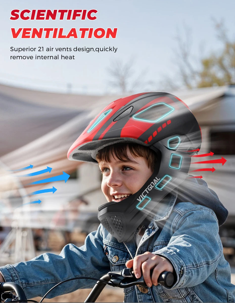 VICTGOAL Kids Detachable Full Face Bicycle Helmet Child Sports Safety Cycling Protection for Balance Bike Roller Skating Caps
