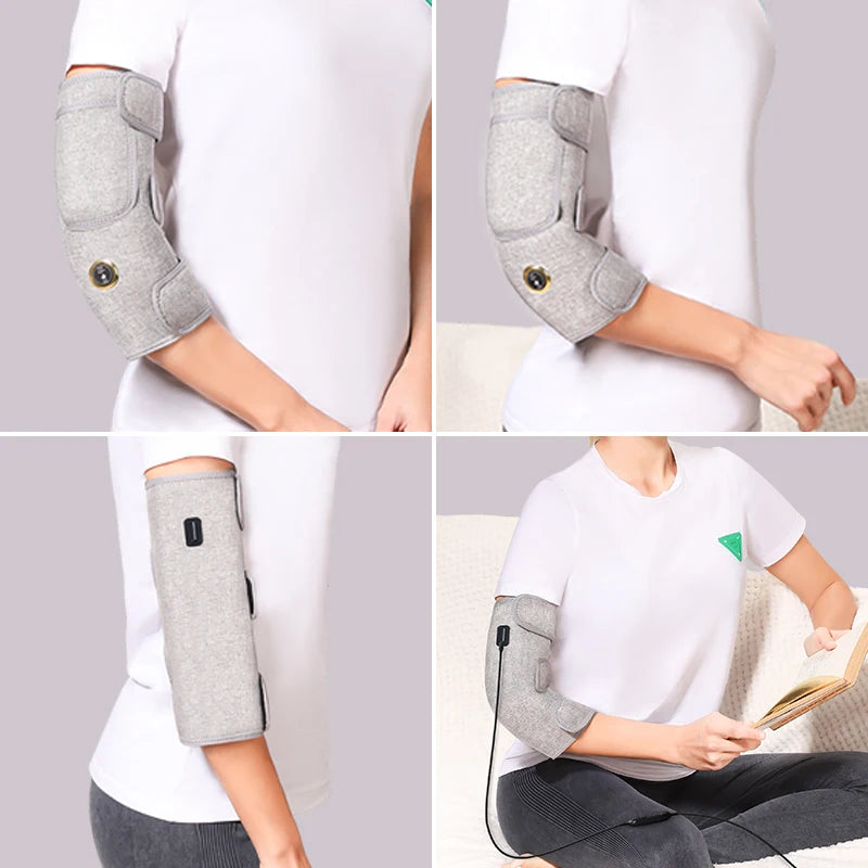 Red Light Heated Elbow Massager Brace-3 Gear Timer Vibration Relieves Muscle Relaxation Elbow for Fitness Fans Seniors