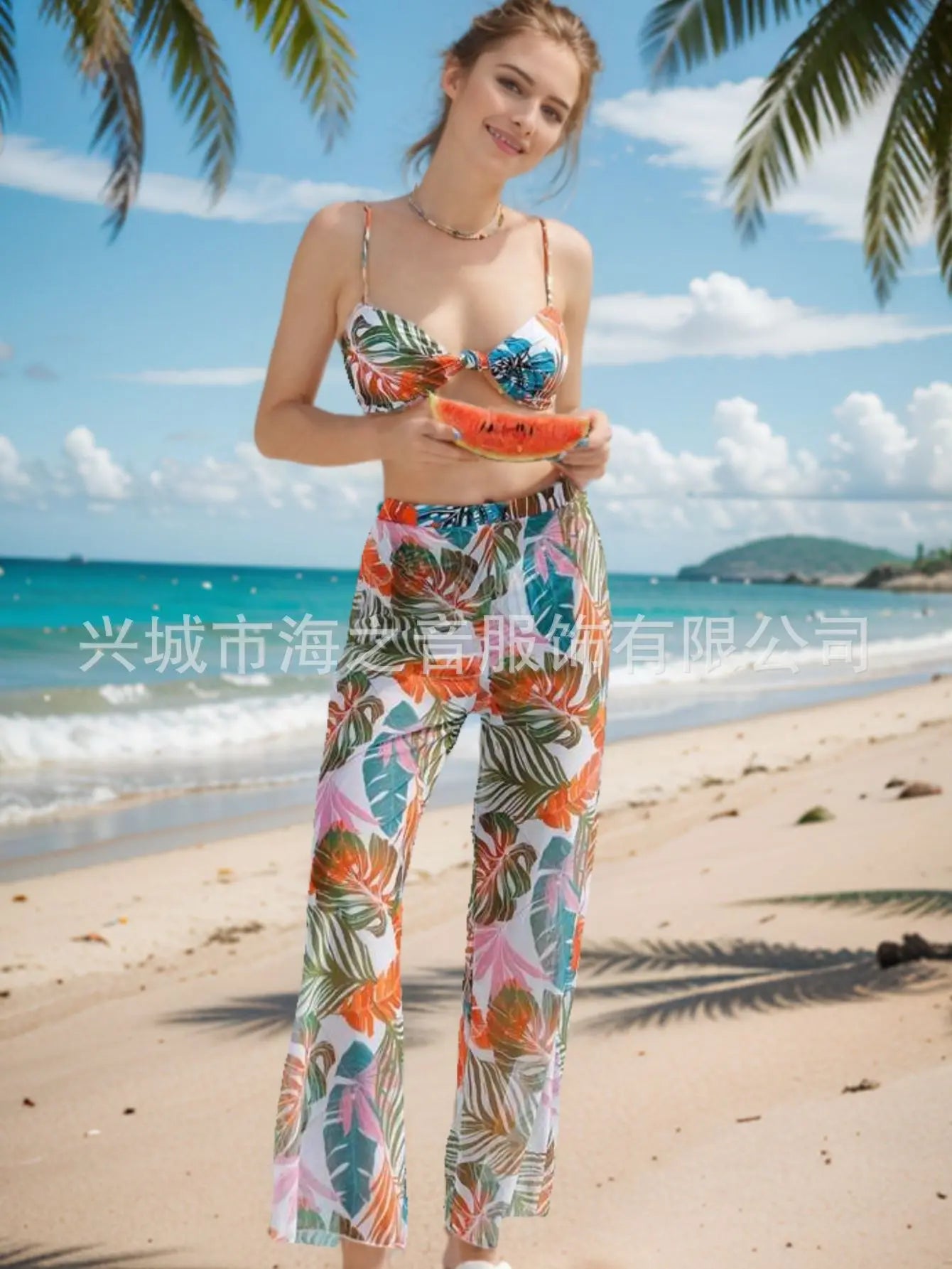 New Swimwear Sexy Bikini Mesh Trousers Three-piece Split Women's Swimsuit