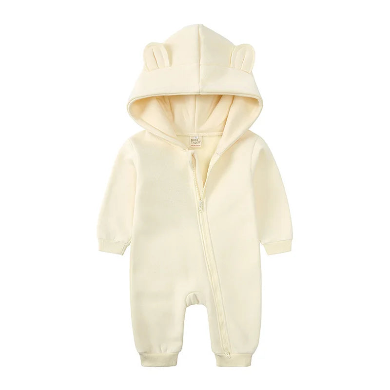 Baby Jumpsuits Rompers Winter Hooded Outfit Hoodies One-pieces Growings Zipper Jumpers Boys Girls Newborn 59-90cm Ropa De Bebe