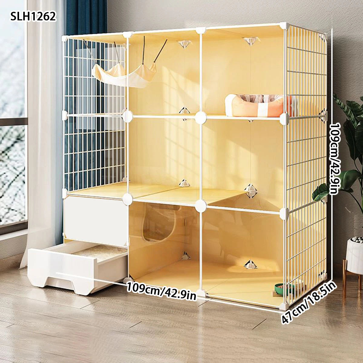 Cat cage with enclosed cat litter box indoor cat cage household cat cage with toilet integrated cat house cat house