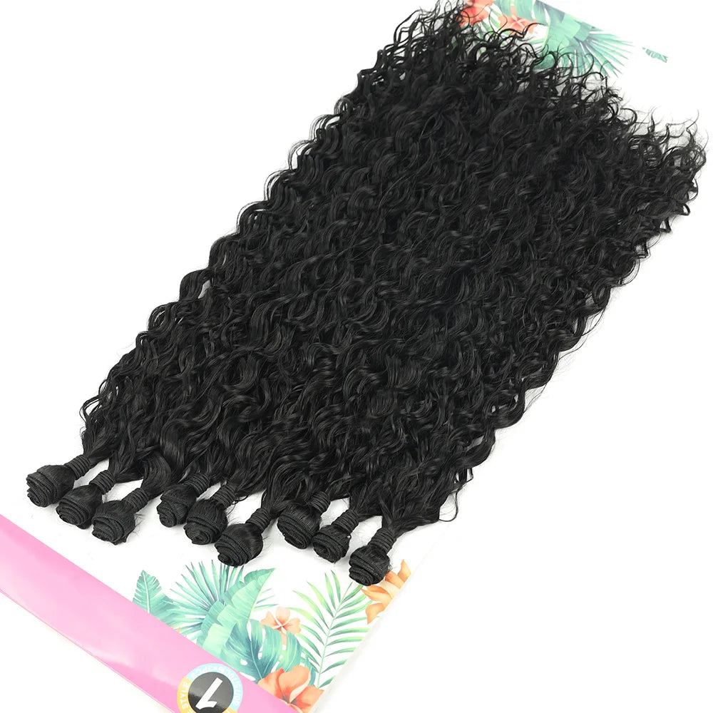 BOL Curly Hair Bundles 20 24 28Inch Long Synthetic Hair Exetension Fake Hair For Women Water Wave Heat Resistant 9Pcs Full Head
