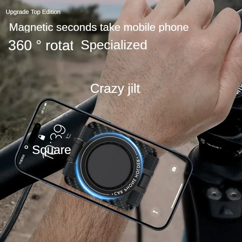 2026 NEW Magnetic Phone Holder for Live Streaming, 360° Rotatable Foldable Phone Stand with Wrist & Arm Strap, Universal Mobile