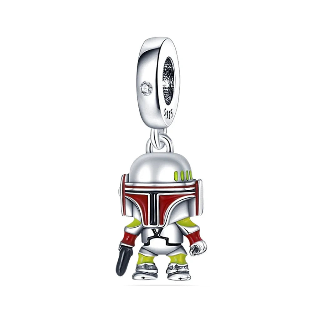 925 Sterling Silver Cute Cartoon Shield Soldier Stickey Charm Beads Animal & Character Charms DIY Jewelry Gift for Her