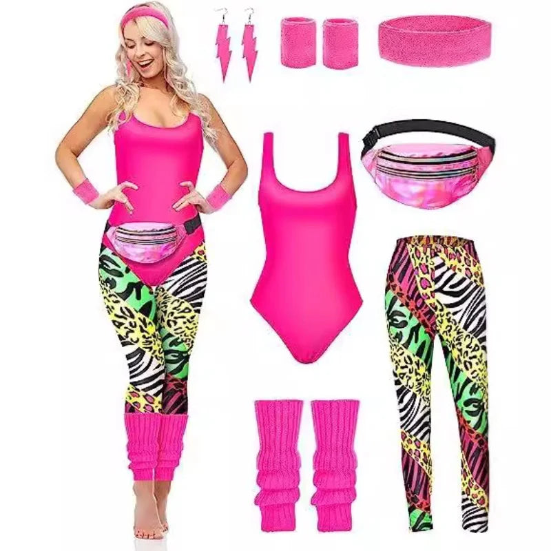 Halloween Hippie Fantasia 80s 90s Costume Women Disco Party Cosplay Disguise Adult Women Carnival  Vintage Rock Clothes Suit