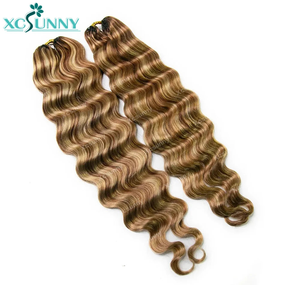 27/30/613 Mix Color Blend Loose Deep Wave Feather Crochet Human Hair Extensions Pre Separated Knotless Boho Braids Miracle Knots