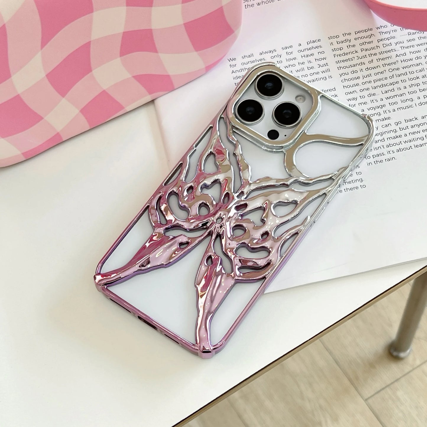 Plating Butterfly Hollow Out Gradient Color Soft Phone Case for iPhone 11 12 13 14 15 16 Pro Max Heat Dissipation Cooling Cover
