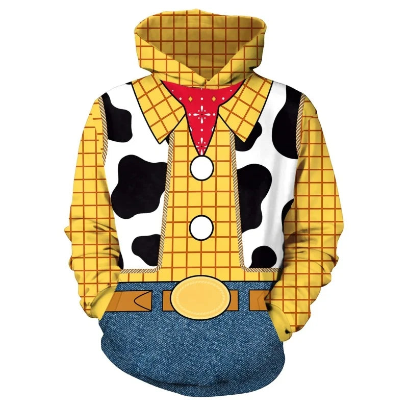Fake Set Pattern Hoodie For Men Women Cool Cowboy Cow 3D Printed Pullovers Casual Hoodies Tops Loose Long Sleeves Sweatshirt