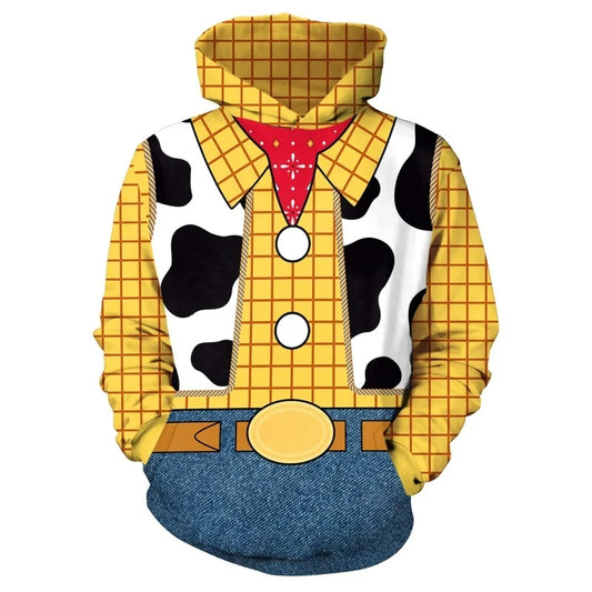 Fake Set Pattern Hoodie For Men Women Cool Cowboy Cow 3D Printed Pullovers Casual Hoodies Tops Loose Long Sleeves Sweatshirt