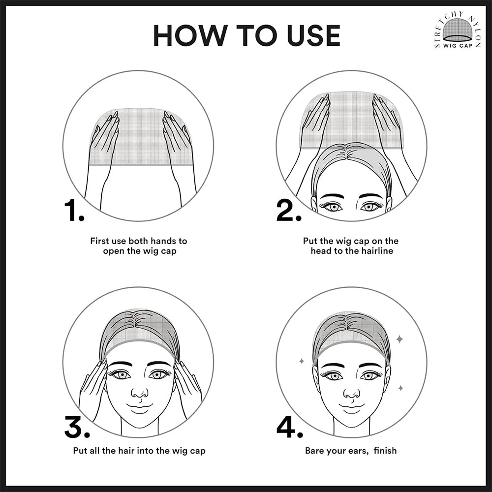 4/20pcs Black Wig Cap Elastic Breathable Invisible Wig Caps Perfect For Professional Use,2pcs/Pack