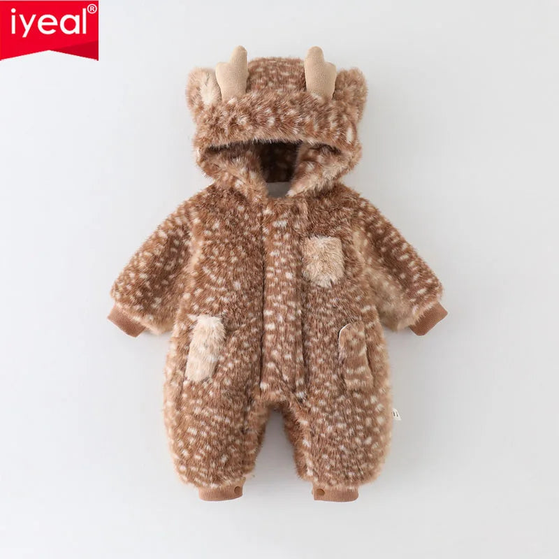 IYEAL  Baby Winter Thick Fleece Jumpsuit Christmas And New Year Jumpsuit Baby Super Cute Cotton Coat Outdoor Warm Jacket