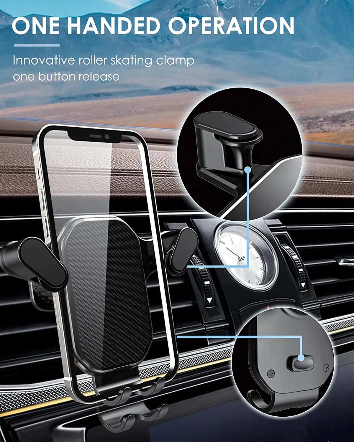 Universal Car Air Vent Phone Clip With Hook Gravity Car Mobile Phone Holder Smartphone GPS Bracket For iPhone Huawei Realme OPPO