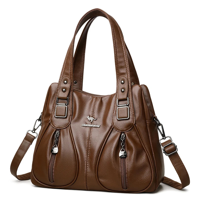 Genuine Brand Top Quality Soft Leather Casual Tote Bags for Women Handbag Luxury Female Shoulder Crossbody Sac Winter Style Bag