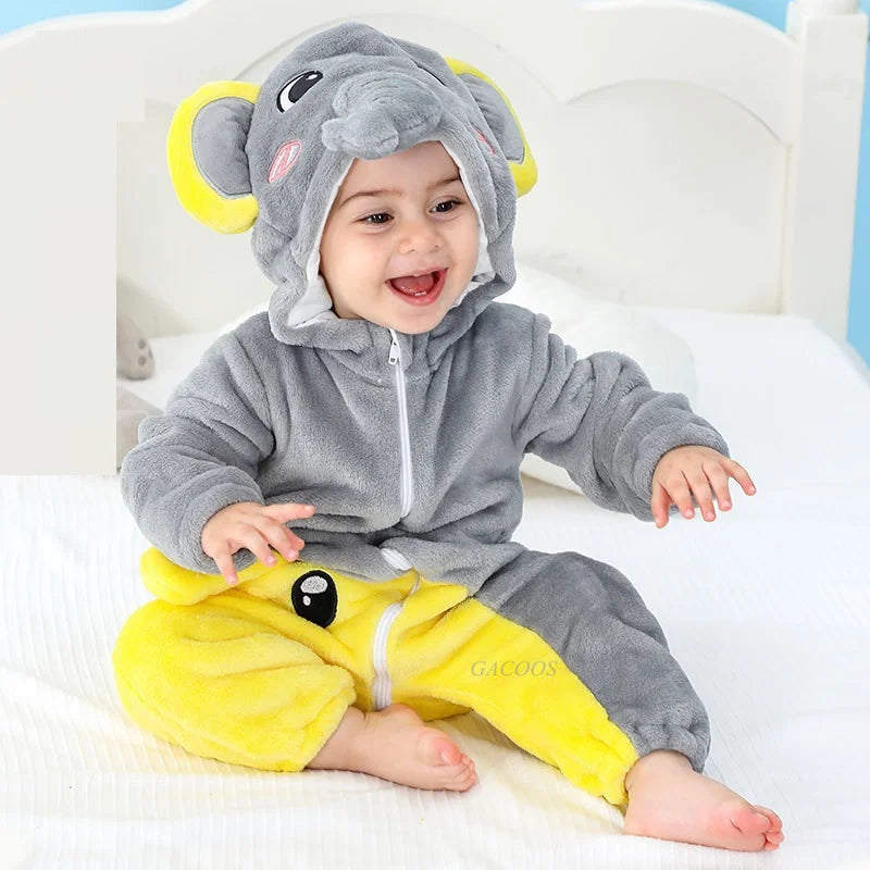 Baby Kigurumi Penguin Lion Cat Animal Cosplay Costume Winter Plush Jumpsuit for Toddler Boys 1 to 2 3 4 Years Baby Girl Outfits