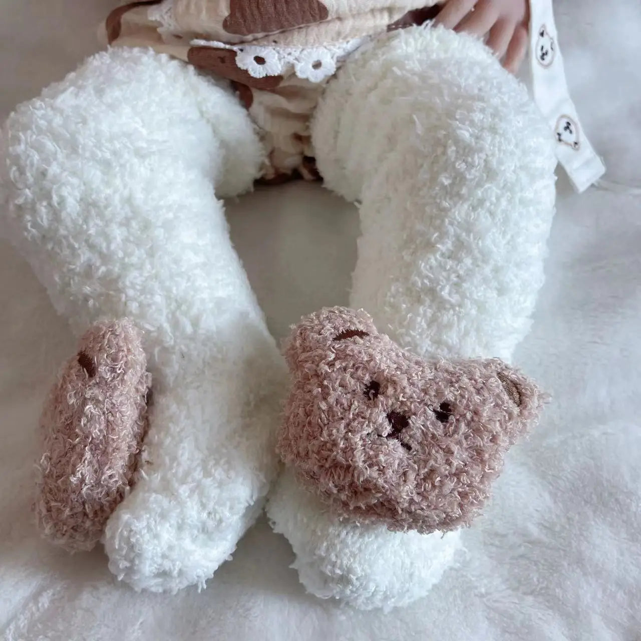 Winter New Baby Fleece Padded Socks Warm Thicken Toddler Girls Floor Socks Cartoon Embroidery Infant Sock Sleeves