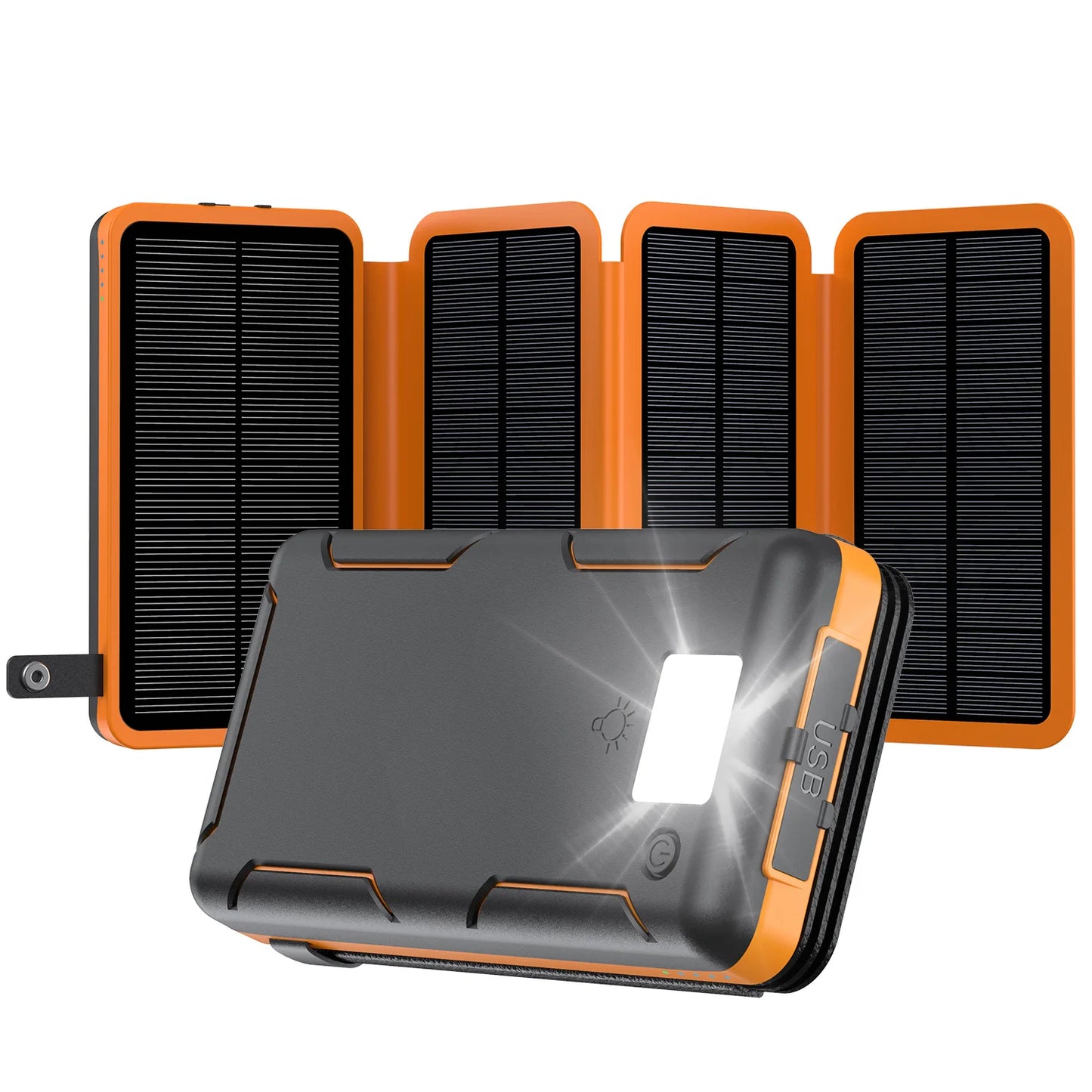4 Solar Panels Power Bank, 50000mAh Portable Solar External Battery, Solar Power Bank Compatible with IOS Android USB-A USB-C