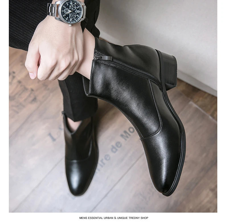 Boots Men Luxury Business Fashion Warm Leather Shoes Men Comfort Fashion Brand Chelsea Boots Gentlemen's Social Boots Men 38-46