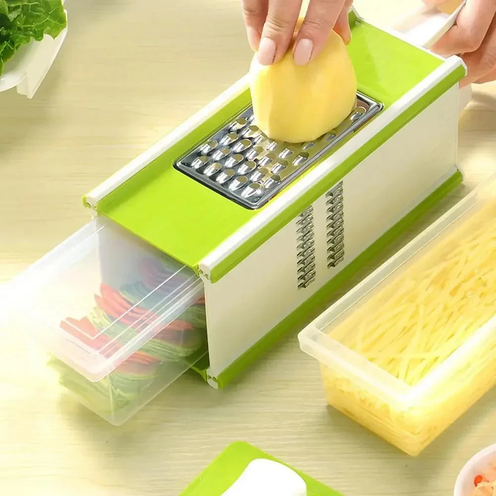 5in1 Vegetable Grater & Square Cutter Manual Shredding Dicing Grating Compact Design Multifunctional Slicer Chopper Kitchen Tool