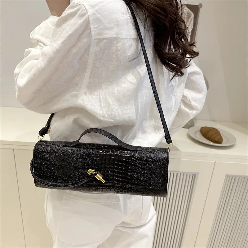Luxury Design Top-Handle Bag For Women Evening Handbag Long Purse, Crocodile Pattern Crossbody Shoulder Bags Fashionable Outfits