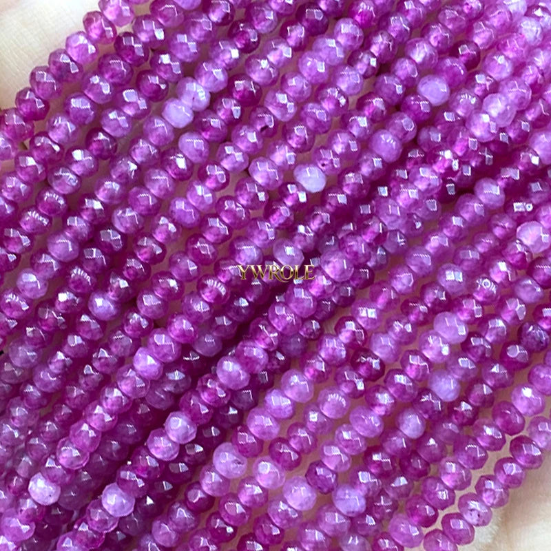 3x4mm Rondelle Faceted Natural Stone Chalcedony Tourmaline Color Loose Spacer Beads for Jewelry Making Diy Bracelet Accessories