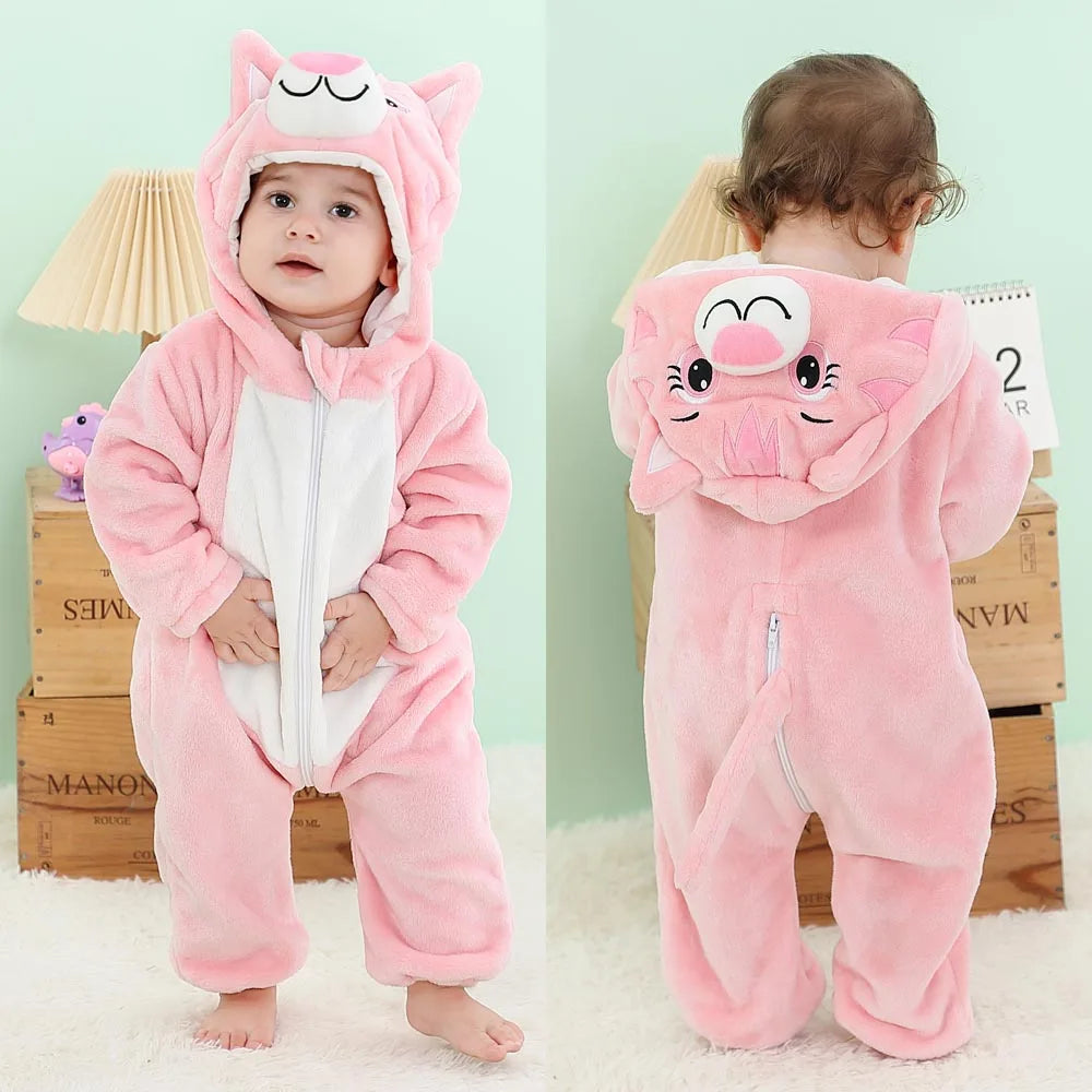 0 to 4 Years Baby Pajamas Winter Cartoon Sleeping Clothes Boys Dinosaur Pijamas Onesies Girls Clothes Toddler Night Bodysuits