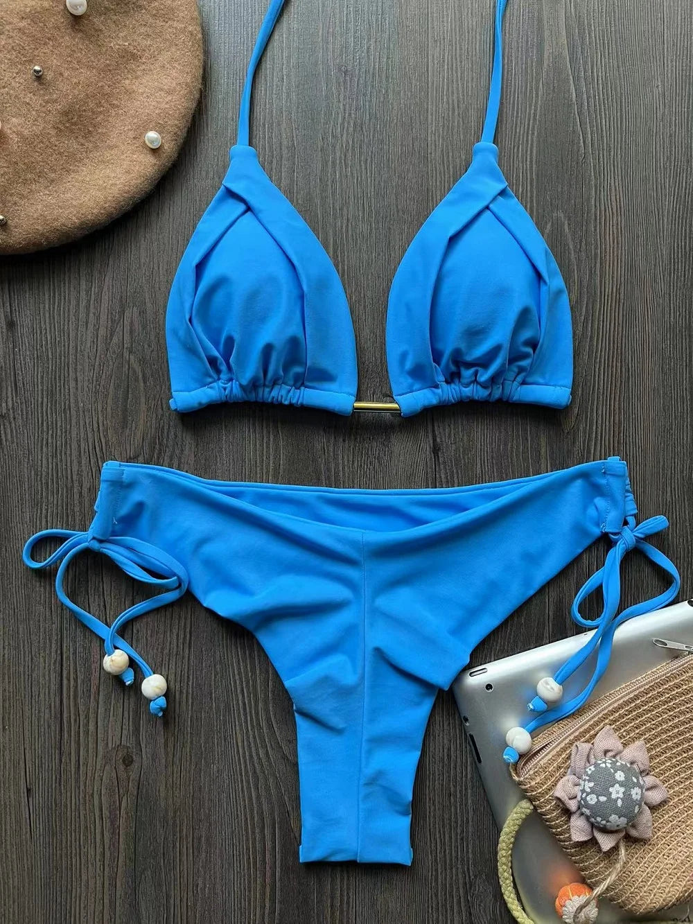2026 Sexy Folds Bikini Set Solid Micro Bikinis Women Swimsuit Female Triangle Swimwear Beach Wear Bathing Suit