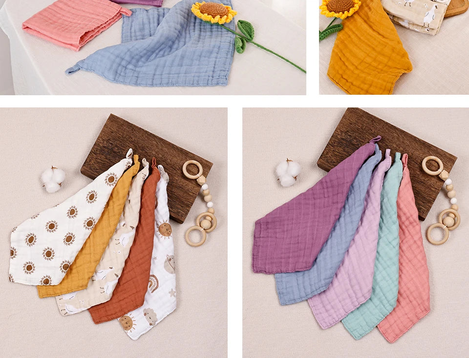 Kangobaby #My Soft Life# 5pcs Pack Bamboo Cotton Breathable Baby Muslin Towel Newborn Burp Cloth