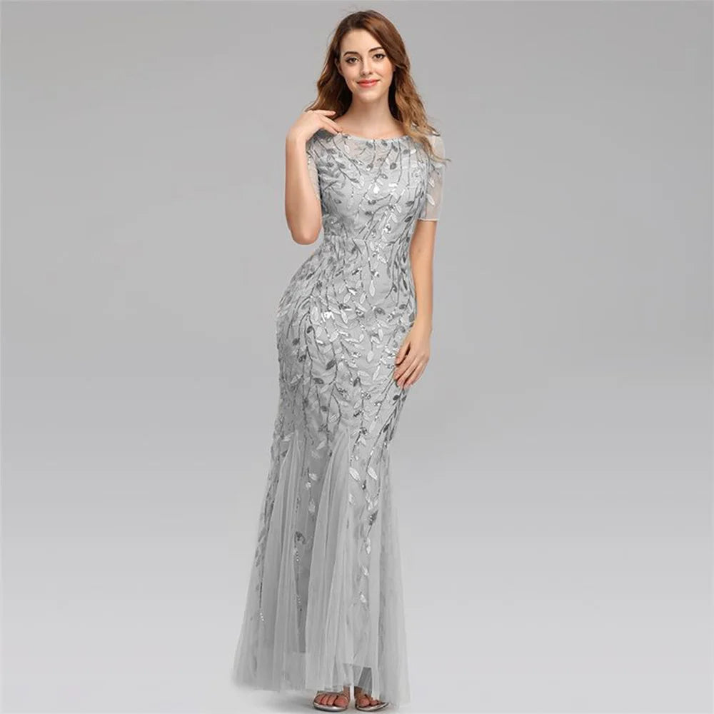 Sexy vintage Maxi Sequin cocktail Dress bridesmaid Prom Dresses for Women Casual Party Long sleeve club Bodycon Dress vestidos