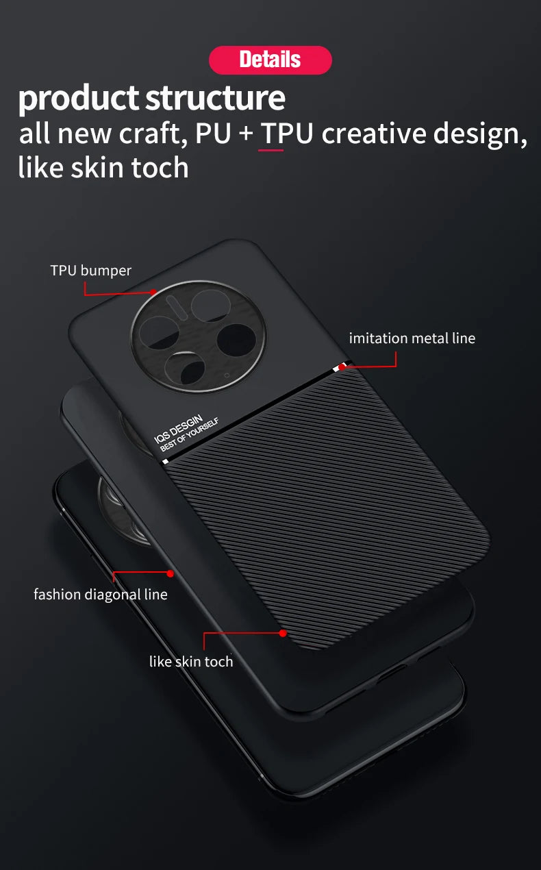 For Huawei Mate 50 Pro Case Car Magnetic Leather Cover Soft Frame Funda On For Mate 50 Pro Mate50 Pro Phone Cases Capa