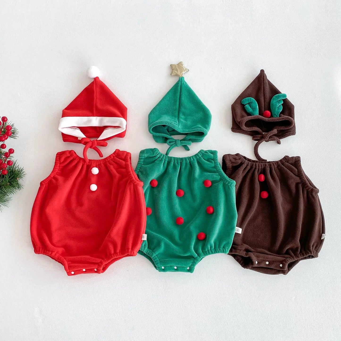 Baby Girl Boy Autumn Winter Christmas Cute Sleeveless Bodysuit Long Sleeve Striped Top Pants Infant Bibs Newborn Clothes B6091
