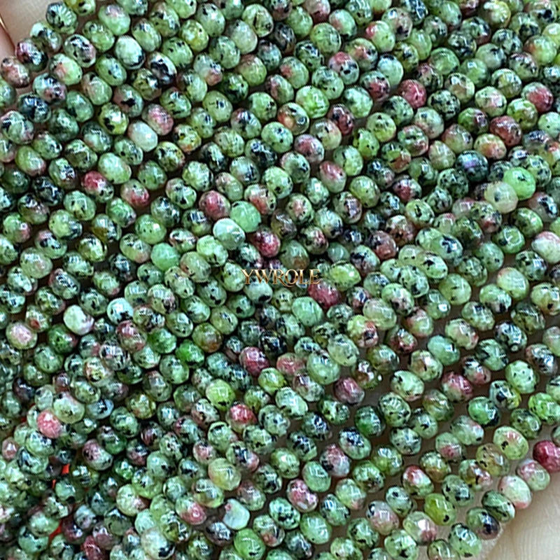 3x4mm Rondelle Faceted Natural Stone Chalcedony Tourmaline Color Loose Spacer Beads for Jewelry Making Diy Bracelet Accessories