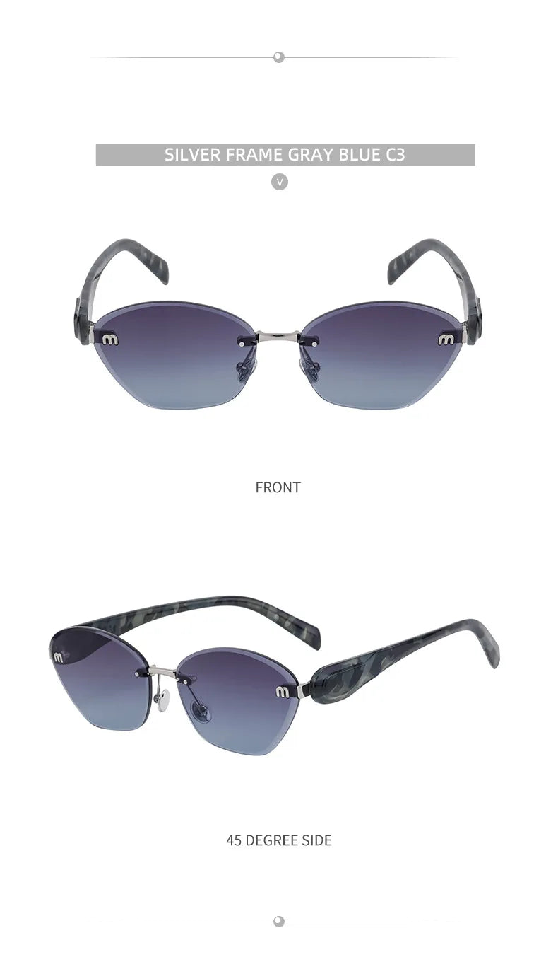 Fashion Retro Rimless M Sunglasses Brown Color Sunglasses Square Women Men Luxury Shade Gradient Rimless Summer Sun Glasses