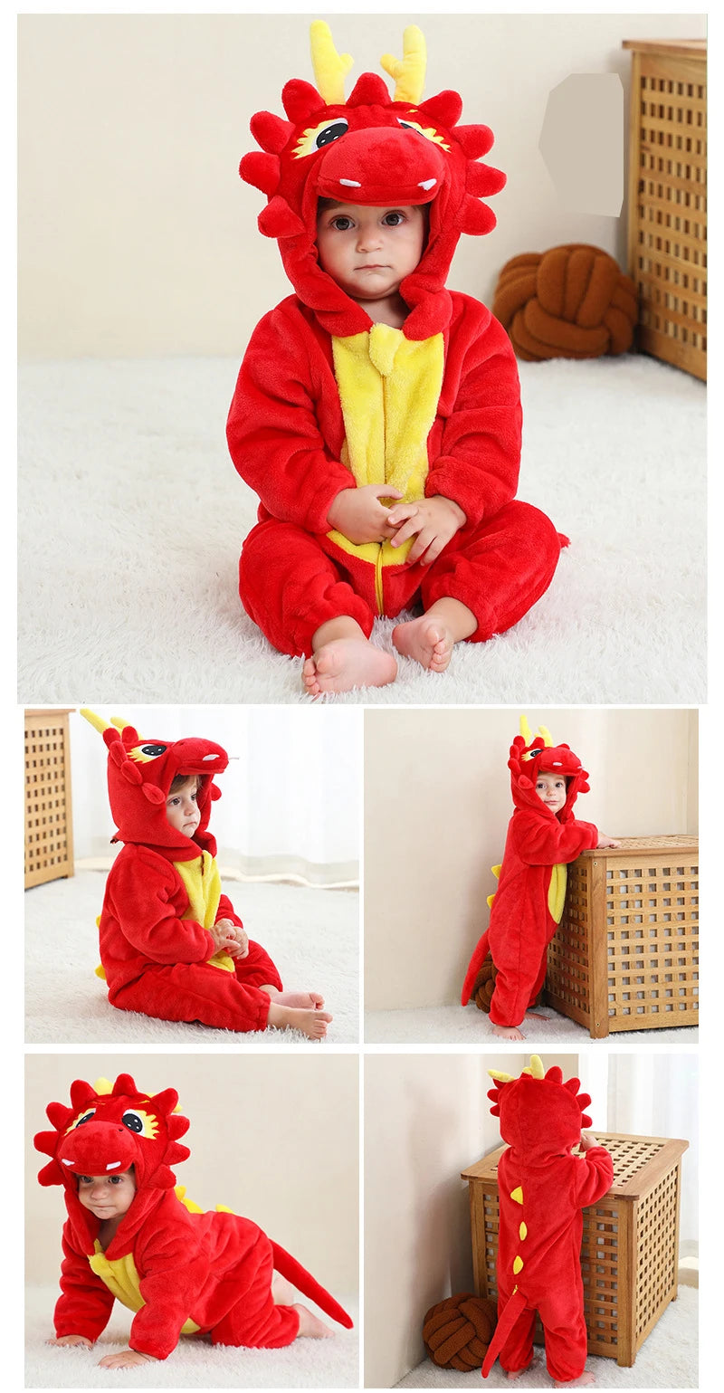 0 to 4 Years Baby Pajamas Winter Cartoon Sleeping Clothes Boys Dinosaur Pijamas Onesies Girls Clothes Toddler Night Bodysuits