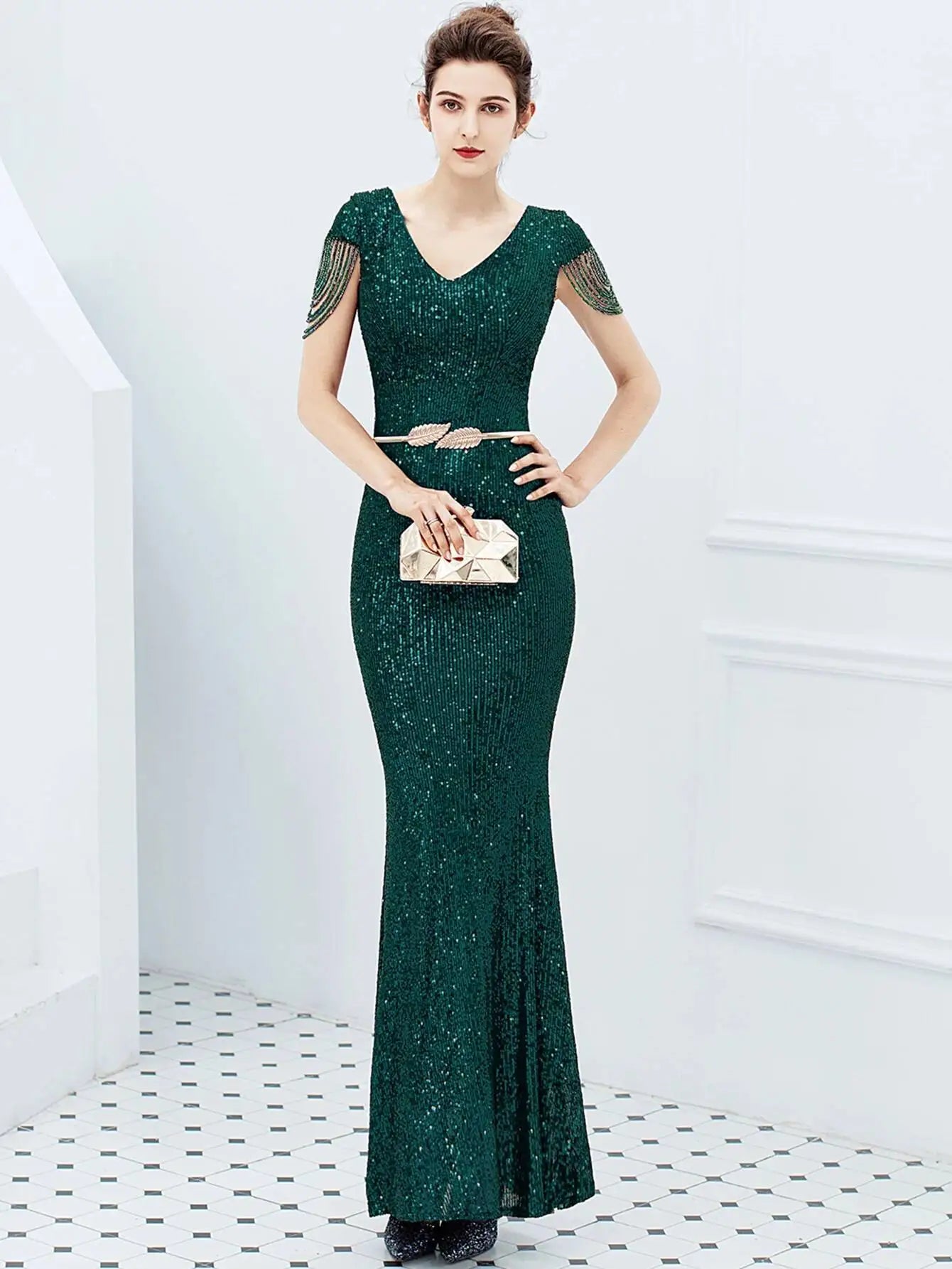 Sexy vintage maxi black sequin summer dress women 2025 elegant luxury birthday party long dresses fishtail evening dress vestido