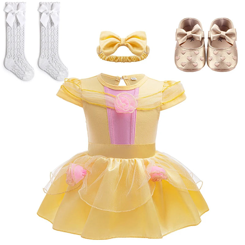 Fairy Todder Baby Girl Alice Rapunzel Moana Belle Mermaid Sofia Princess Romper Halloween Newborn Birthday Party Onesie Jumpsuit