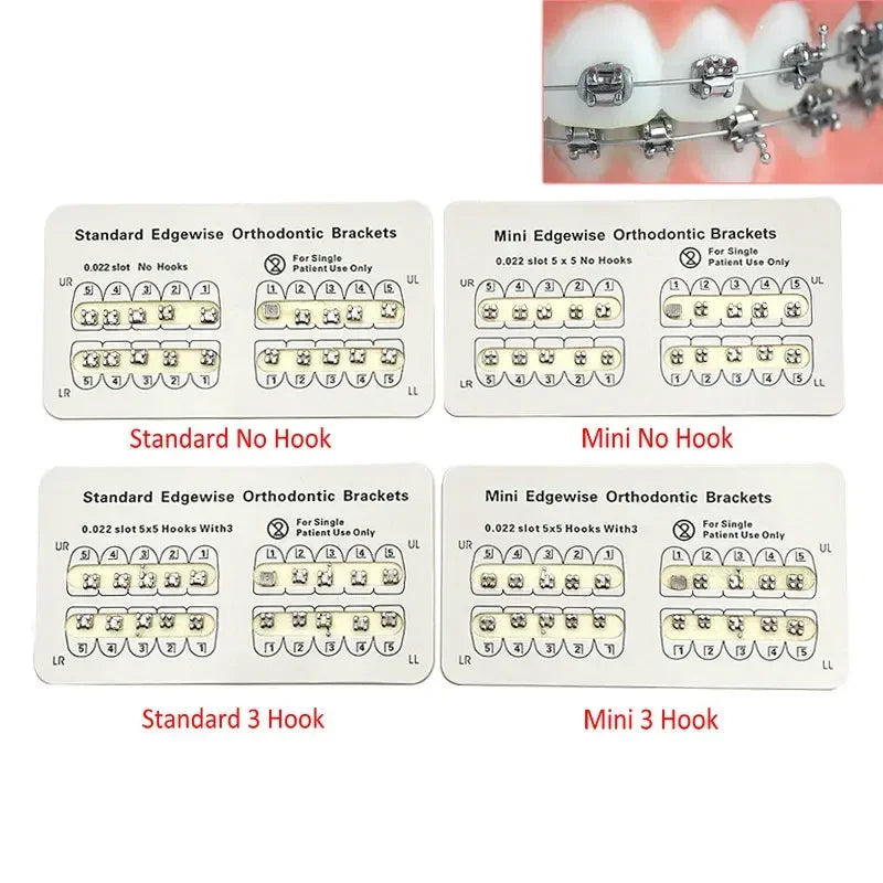 10 Packs Dental Orthodontics Brackets Metal Teeth Bracket Braces Edgewise Without Hook/3 Hook
