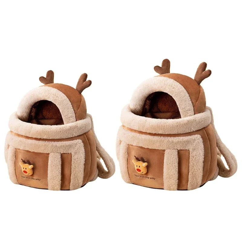 Furry Warm Cat Carrier Portable Pet Travel Bag Luxury Outdoor Handbag Car Seat Winter Cozy Nest For Puppy Kitten Transport