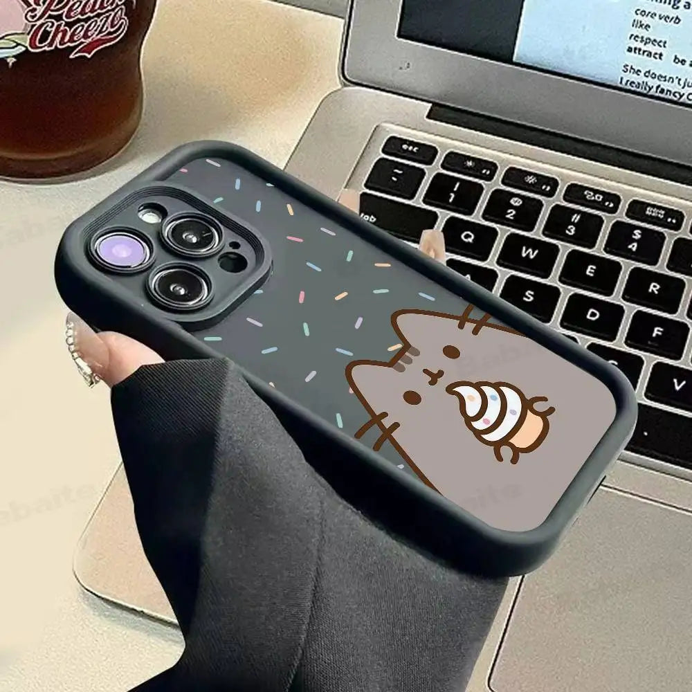 Anime Cartoon P-Pusheens cat Phone Case For iPhone 11 12 13 14 15 16 17 Pro Max Plus Shockproof Protecti Case