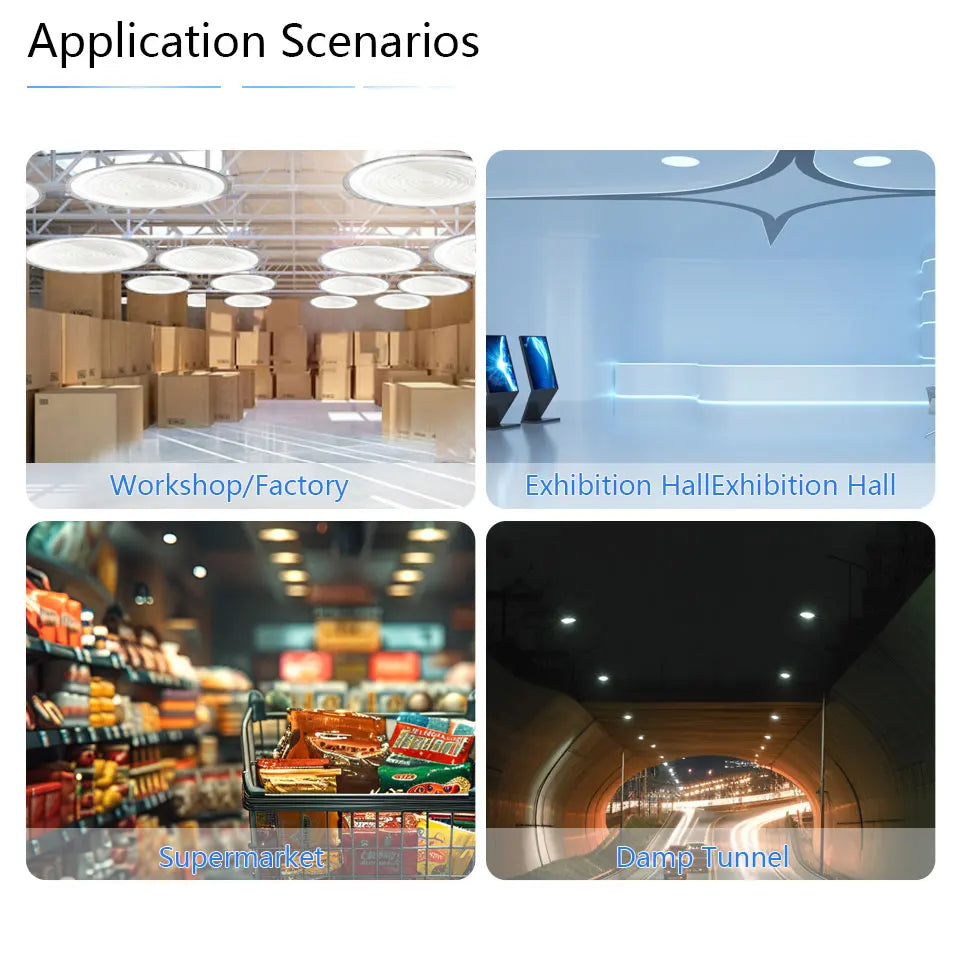 LED UFO High Bay AC85-265V 50W-600W Industrial Lighting Ceiling Light Market Warehouse Garage Gym Factory Sewing Machine Light