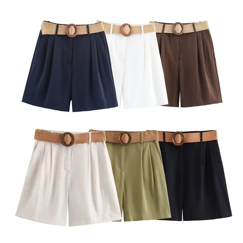 Women's Shorts High Waist Y2k Belt Short Woman Streetwear Harajuku Baggy Jeans Skort Beach Bermuda Pants Y 2k Summer New
