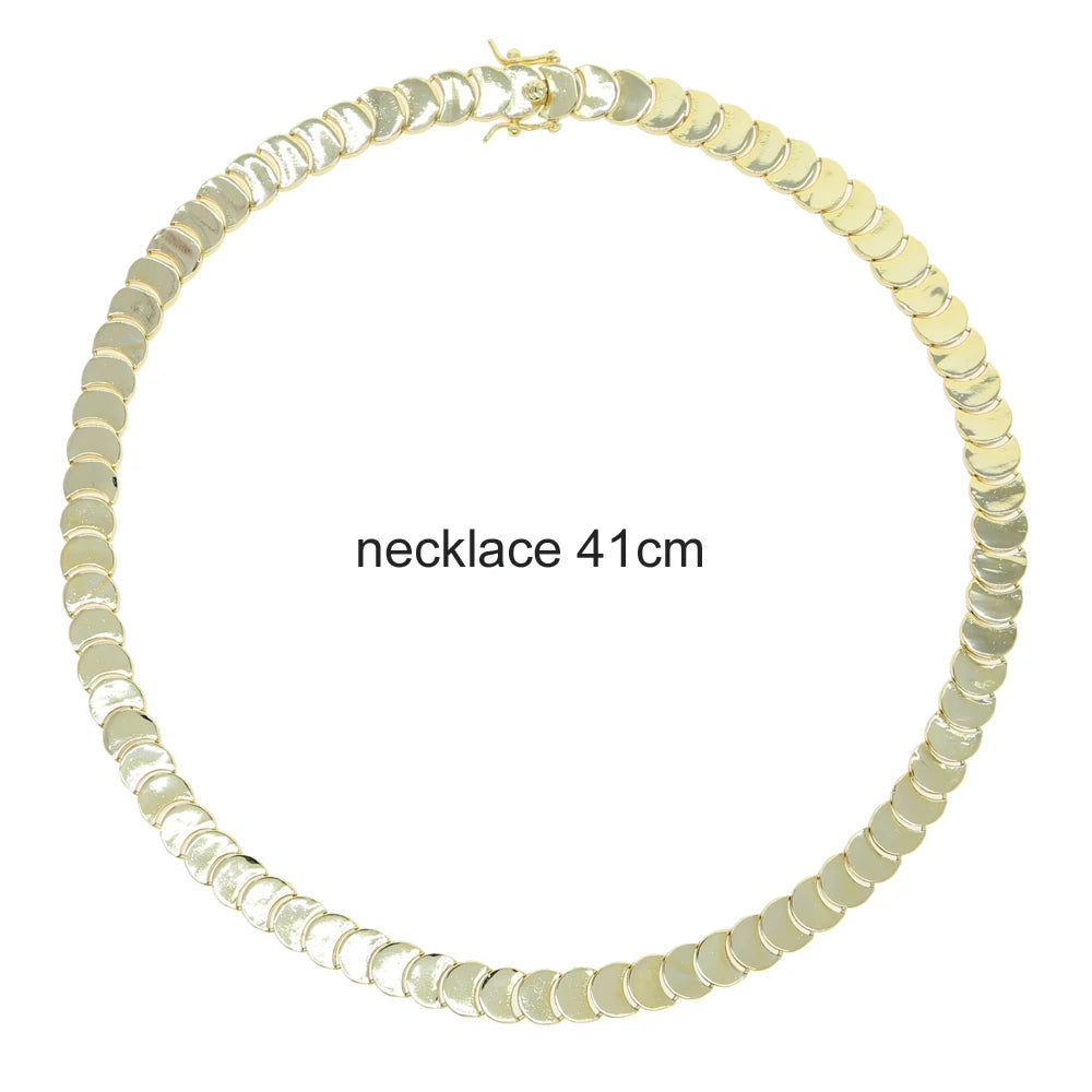 Geometric Moon Shaped Charm Tennis Chains Necklace for Women Pave CUBIC Zirconia Platinum Plated Color Fashion Jewelry 2025