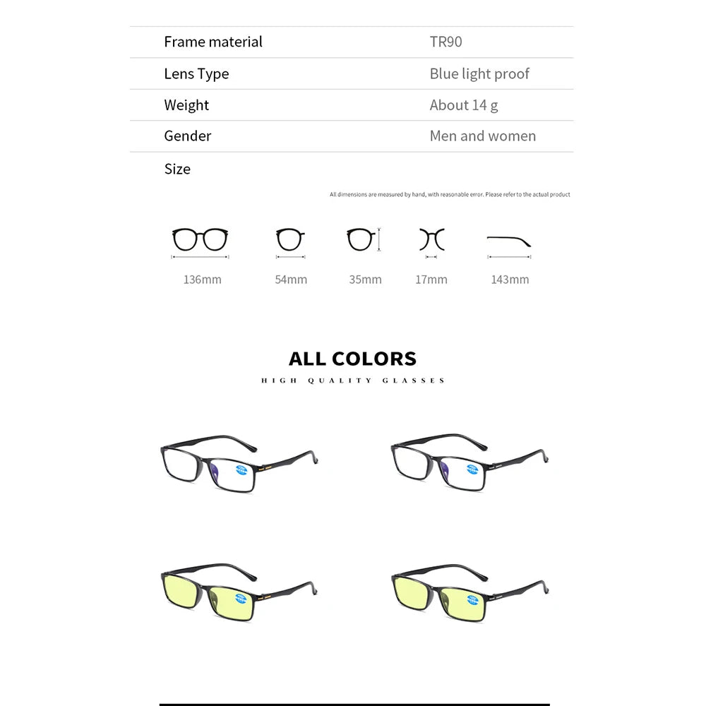 Smart Automatic Zoom Eyeglasses Anti-Blue Light Reading Glasses Men Women Optical Spectacle Intelligent zoom+1.0 to+6.0 Eyeglass