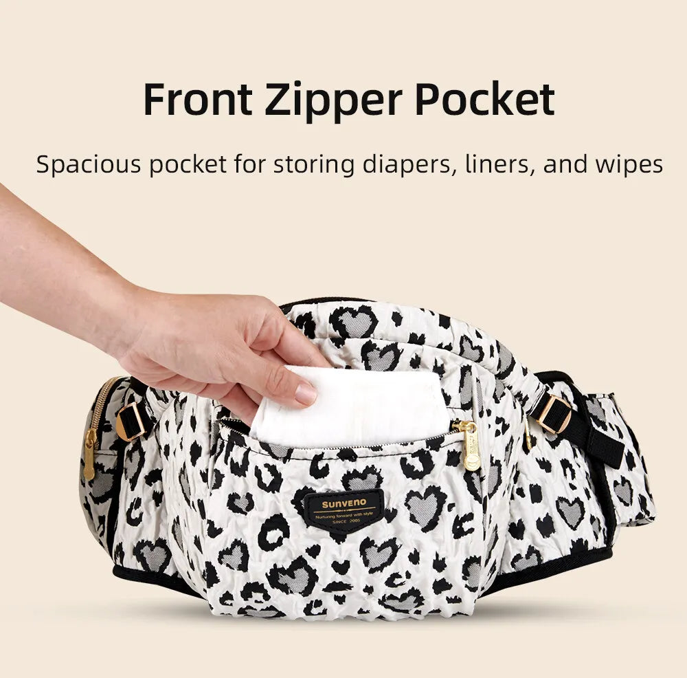 SUNVENO Baby Carrier Fashion Leopard Print Waist Stool Non-Slip Hip Seat Surface for 3-36months Newborns & Toddlers