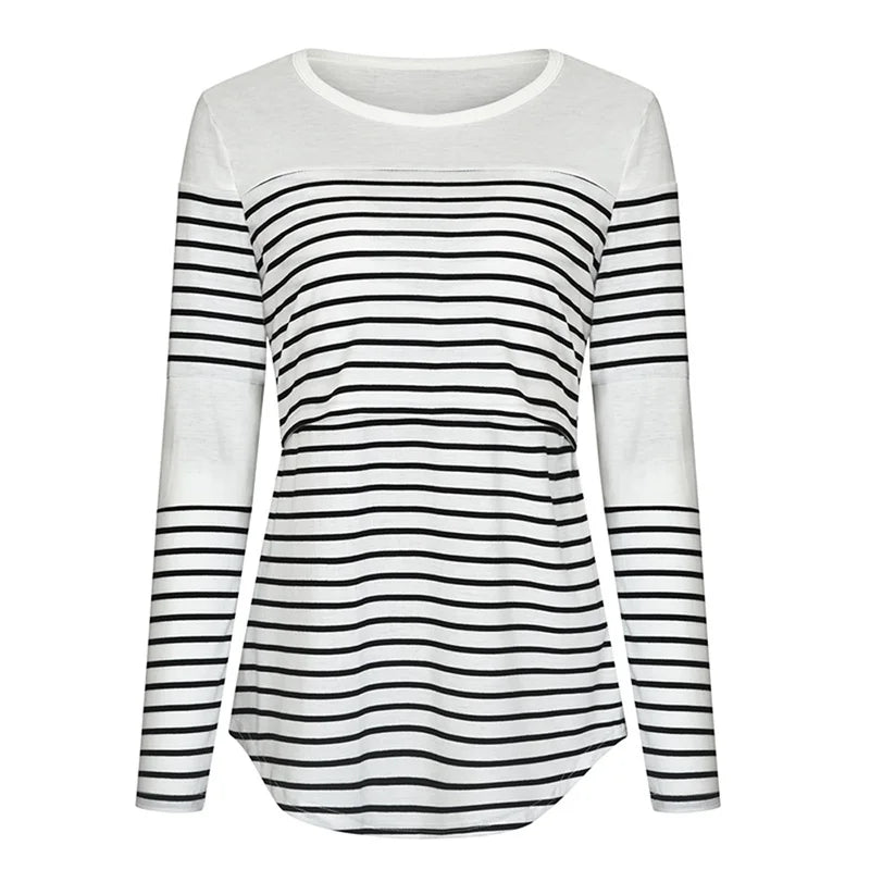 Casual Womens Pregnant Maternity Clothes Nursing Tops Breastfeeding T-Shirt Pregnancy Maternity Breastfeeding Striped