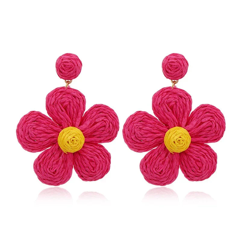 Bohemian Pink Geometric Earrings Women Summer Vacation Fashion Jewelry Classic Pendant