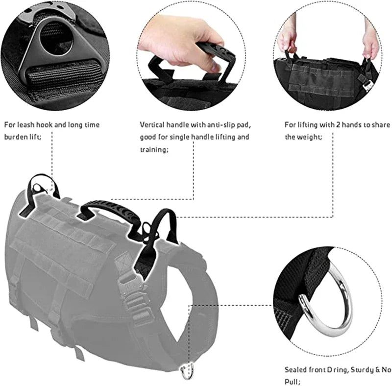 Tactical Military Vest Pet German Shepherd Golden Retriever Tactical Training Dog Harness and Leash Set For All Breeds Dogs